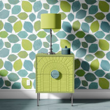 Magnolia Leaf Apple Green Teal Aqua Blue