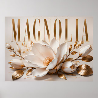 Magnolia Luxury Botanical Editorial Graphic Poster