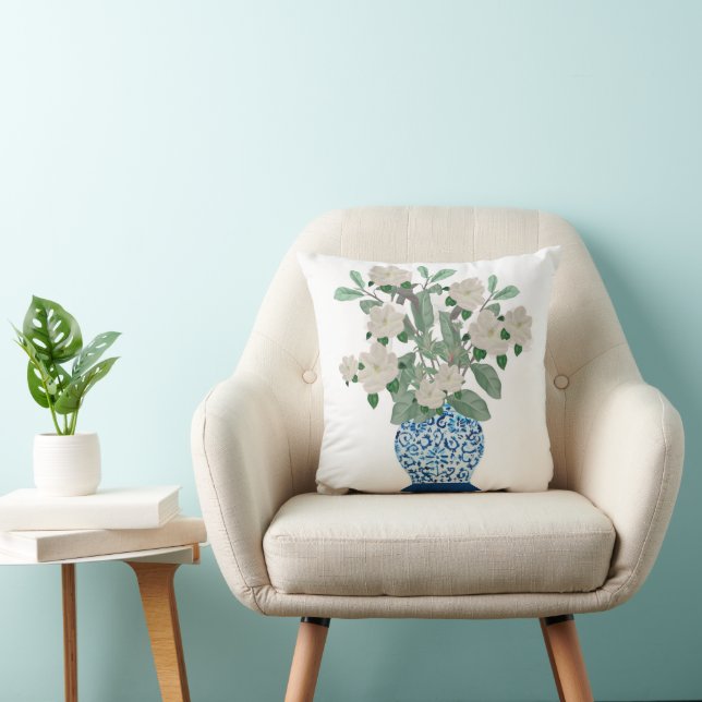 Magnolia Magnolias Chinoiserie Ginger Jar Jars   Cushion (Chair)