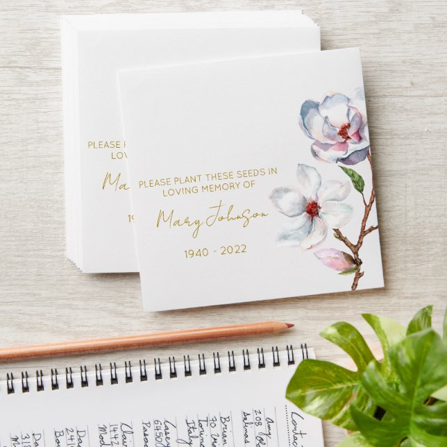 Magnolia Memorial Funeral Seed Envelope (Stacked)