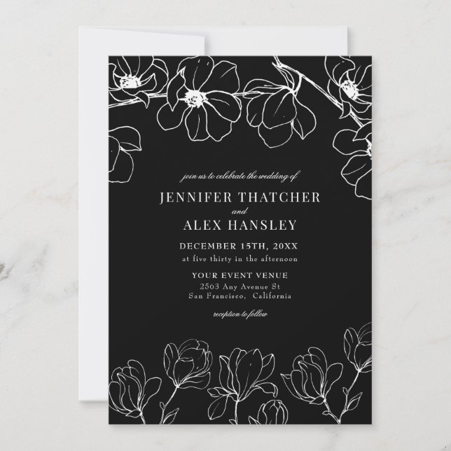 Magnolia | Modern Elegant Simple Floral Wedding Invitation (Front)