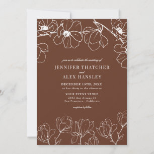 Magnolia Modern Elegant Simple Floral Wedding Invitation