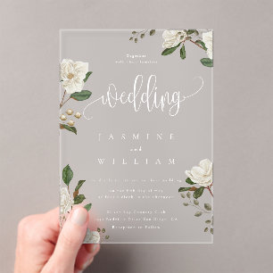 Magnolia Modern Wedding  Acrylic Invitations