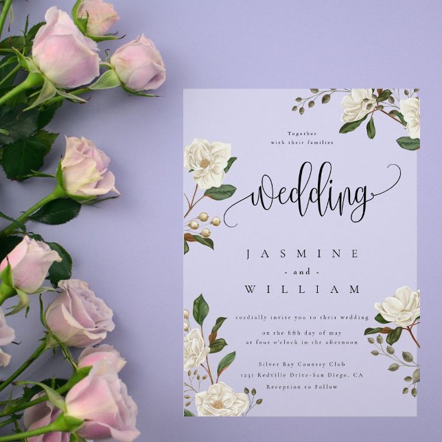 Magnolia Modern Wedding  Acrylic Invitations (Creator Uploaded)
