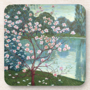 Magnolia (oil on canvas) coaster