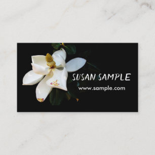 magnolia on bold black flower photography business card