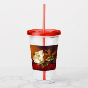 Magnolia on Red Velvet Martin Johnson Heade Acrylic Tumbler