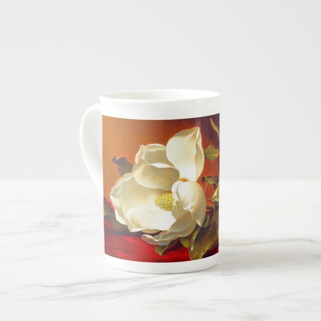 Magnolia on Red Velvet Martin Johnson Heade Bone China Mug (Front Left)