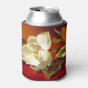 Magnolia on Red Velvet Martin Johnson Heade Can Cooler