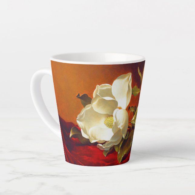 Magnolia on Red Velvet Martin Johnson Heade Latte Mug (Left Angle)
