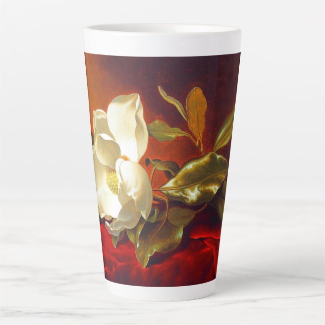 Magnolia on Red Velvet Martin Johnson Heade Latte Mug (Front)