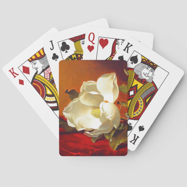Magnolia on Red Velvet Martin Johnson Heade Playing Cards (Back)