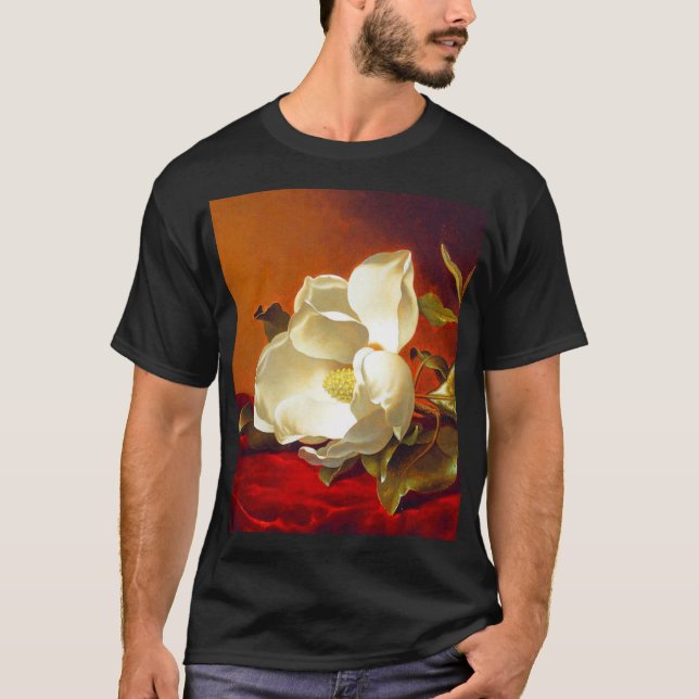 Magnolia on Red Velvet Martin Johnson Heade T-Shirt (Front)