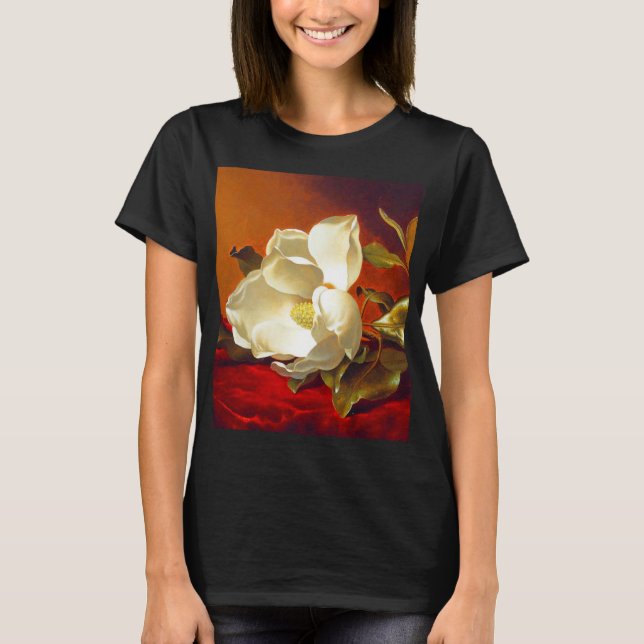 Magnolia on Red Velvet Martin Johnson Heade T-Shirt (Front)