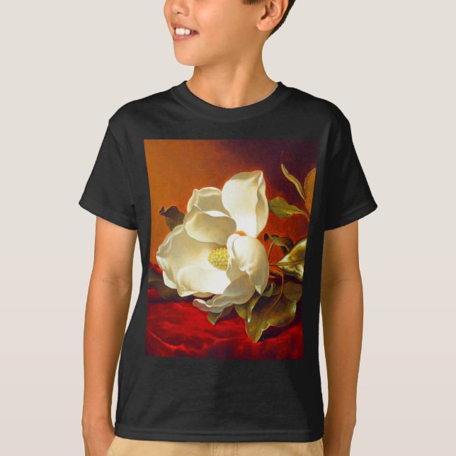 Magnolia on Red Velvet Martin Johnson Heade T-Shirt (Front)
