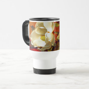 Magnolia on Red Velvet Martin Johnson Heade Travel Mug