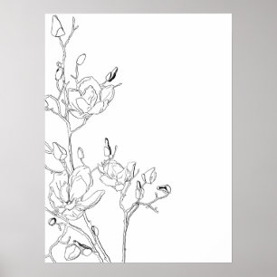 Magnolia Outline Poster