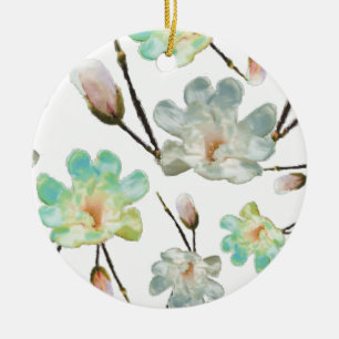 Magnolia Pattern Circle Ornament