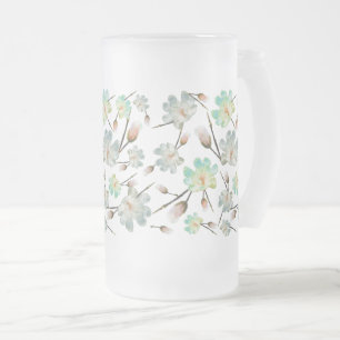 Magnolia Pattern Frosted Beer Mug