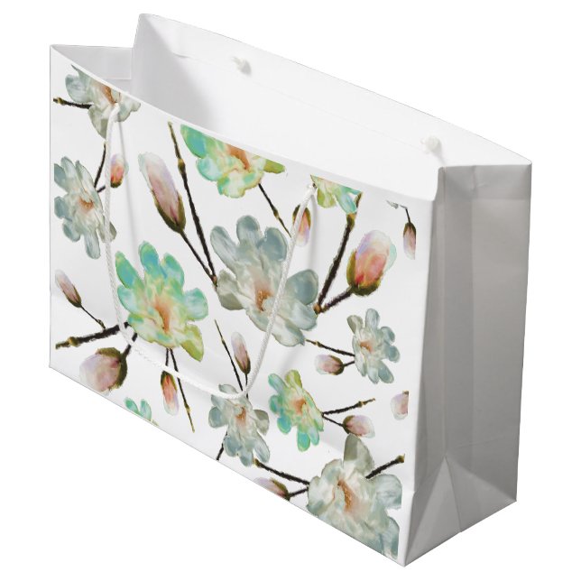 Magnolia Pattern Large Gift Bag (Front Angled)