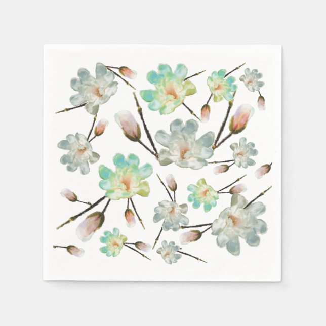 Magnolia Pattern Paper Napkin (Front)
