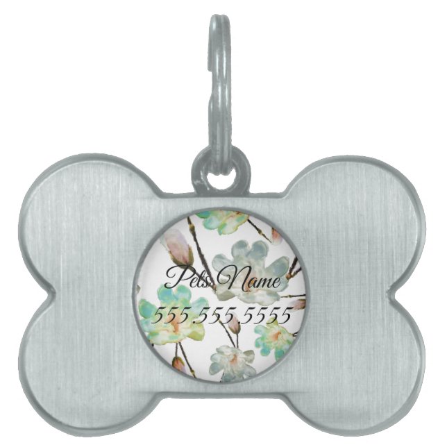 Magnolia Pattern Pet Tag (Front)