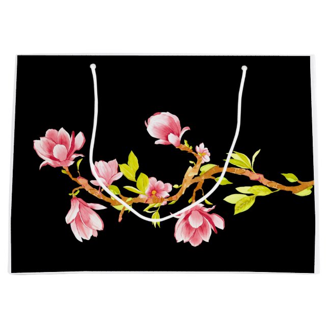 Magnolia Pillow Black Large Gift Bag (Front)