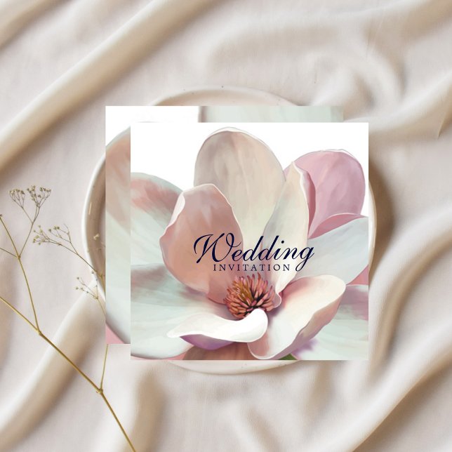 Magnolia Pink and White Wedding Invitation (Magnolia Pink and White Wedding Invitation)