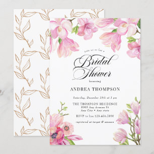 Magnolia Pink Floral Bridal Shower Invitation