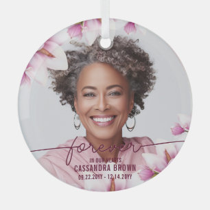 Magnolia Pink Floral Memorial Glass Tree Decoration