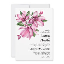 Magnolia pink flower, modern watercolor 