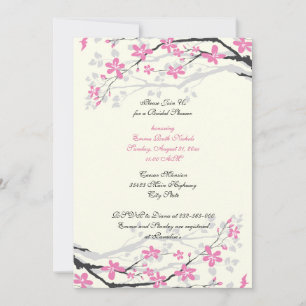 Magnolia pink flowers bridal shower invitation