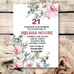 Magnolia Pink White Flowers 21st birthday Invitation<br><div class="desc">Let the party begins.  21st birthday invitation. Chic and elegant design for this special day.  Everything you need to create a stylish and splashy party. Napkins,  plates,  welcome sign,  thank you card,  candy wrapper labels and more.</div>