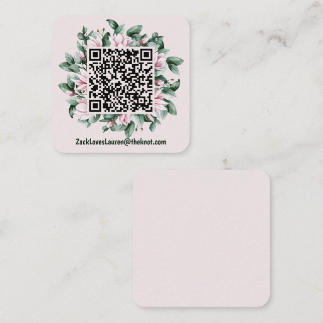 Magnolia QR Code with Wedding Website Enclosure Card (Front/Back)