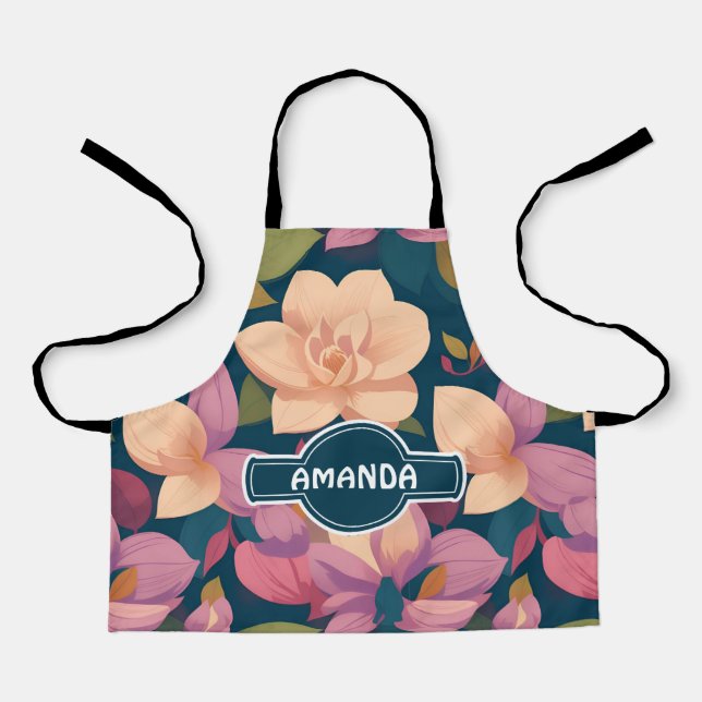 Magnolia Rainbow Colourful Personalised Pattern Apron (Front)