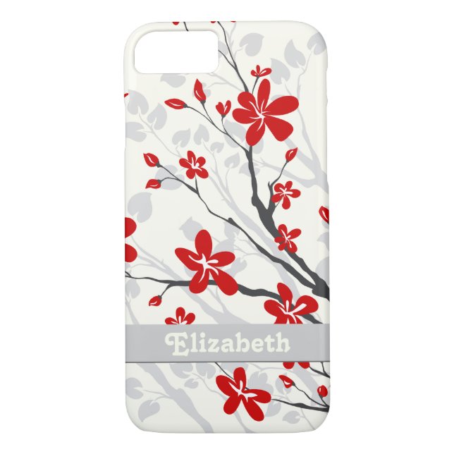 Magnolia red flowers floral custom Case-Mate iPhone case (Back)