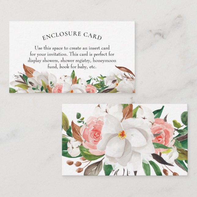 Magnolia Rose Cotton Enclosure Card (Front/Back)