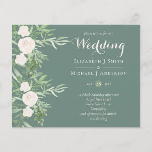Magnolia Sage Green Floral Wedding Invites BUDGET Flyer