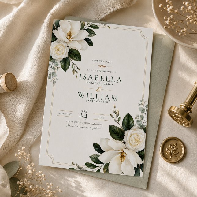 Magnolia Southern Charm Save the Date Card (Creator Uploaded)