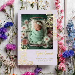 Magnolia Spring Baby Birth Foil Announcement