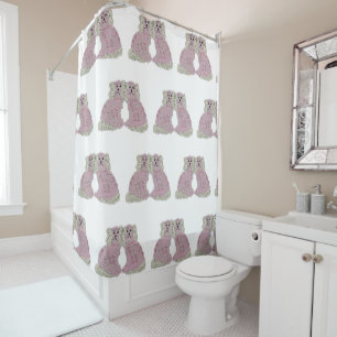 Magnolia Staffordshire Dogs Roses Shower Curtain
