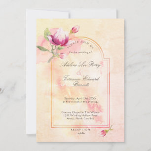 Magnolia Sunset Peach Watercolor  Invitation
