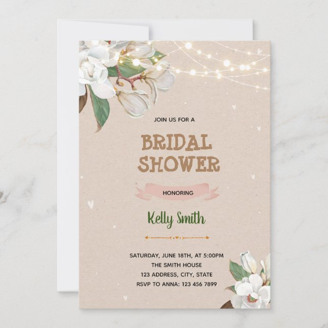 Magnolia theme shower invitation (Front)