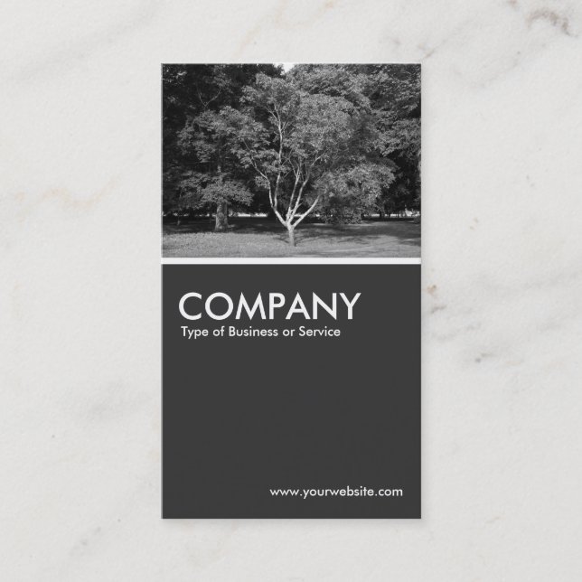 Magnolia Tree BW - 80pc Grey Business Card (Front)