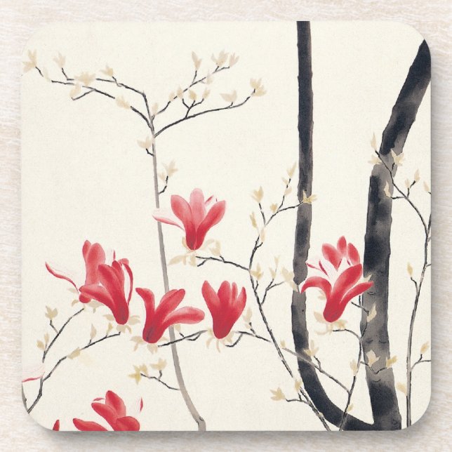 Magnolia Tree by Kobayashi Kokei, Vintage Nature Coaster (Front)