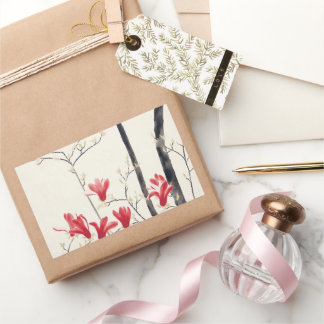 Magnolia Tree by Kobayashi Kokei, Vintage Nature Rectangular Sticker