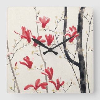 Magnolia Tree by Kobayashi Kokei, Vintage Nature Square Wall Clock