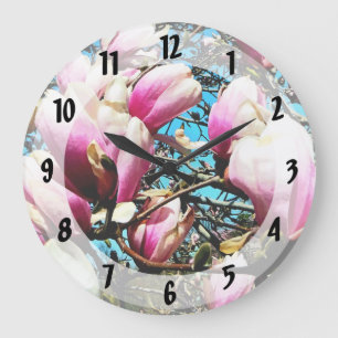 Magnolia Tree Closeup Large Clock
