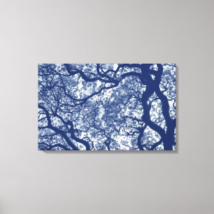 Magnolia Tree - Cyanotype Effect Canvas Print