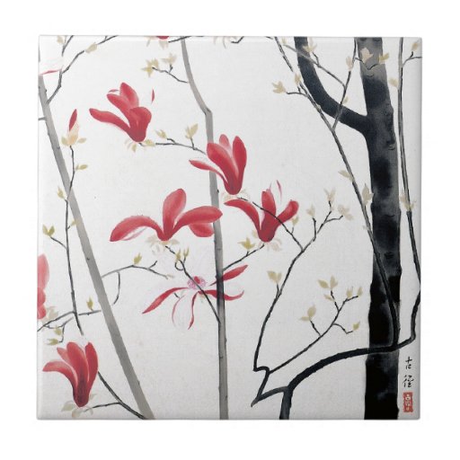 Image of Magnolia Tree Painting Tile